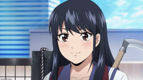 Girl With Long Black Hair Holding Scythe GIF