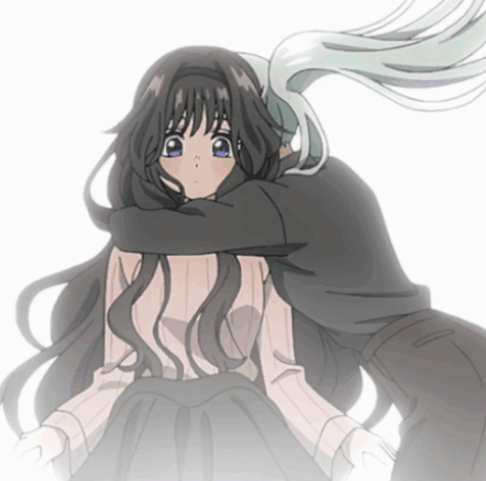 Girl With Long Black Hair Hugging Man With White Hair GIF