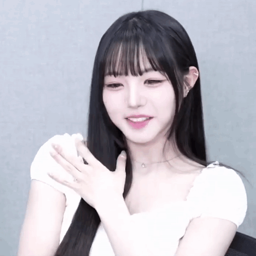 Girl With Long Black Hair In White Shirt GIF