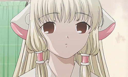 Girl With Long Blonde Hair And Pink Ears GIF