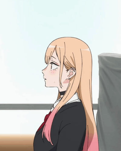 Girl With Long Blonde Hair And Pink Highlights GIF
