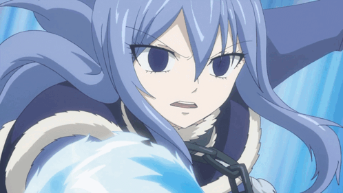 Girl With Long Blue Hair Holding Blue Object GIF