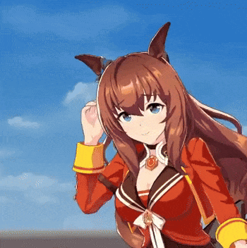 Girl With Long Brown Hair in Red Jacket and Yellow Cuffs