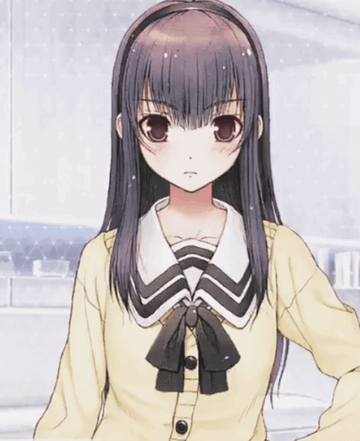 Girl with Long Dark Hair and Headband Looks Angry
