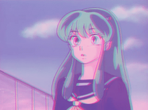 Girl With Long Green Hair In School Uniform And Bow Tie GIF