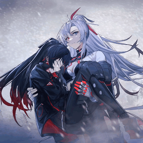 Girl With Long Hair Holding Crying Girl