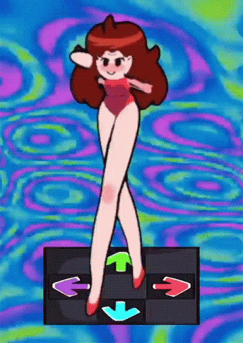 Girl With Long Legs Playing Dance Revolution GIF