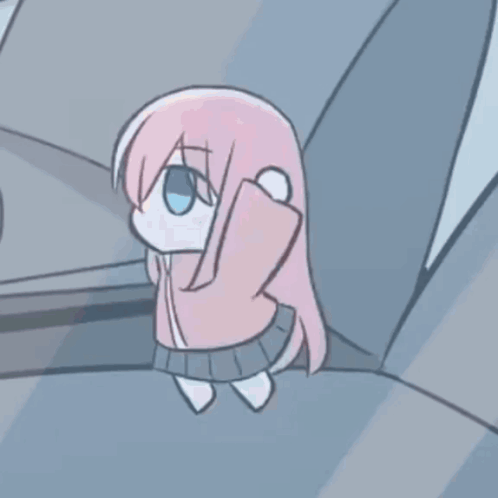Girl With Long Pink Hair Standing GIF