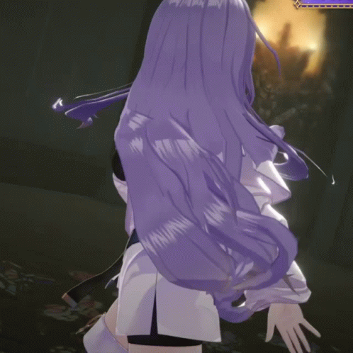 Girl With Long Purple Hair and Black Top