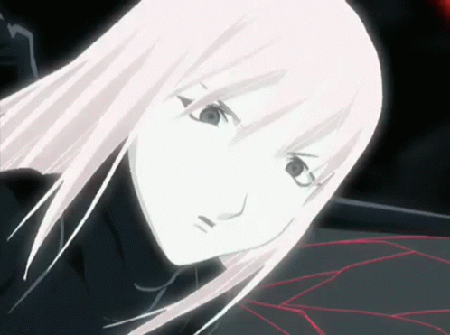 Girl With Long White Hair Looking at Camera Seriously