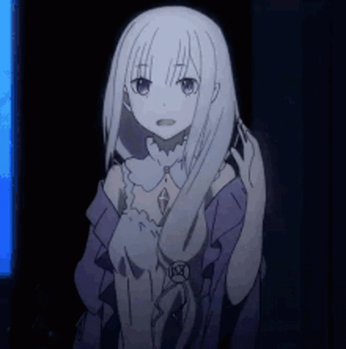 Girl With Long White Hair Standing in Dark