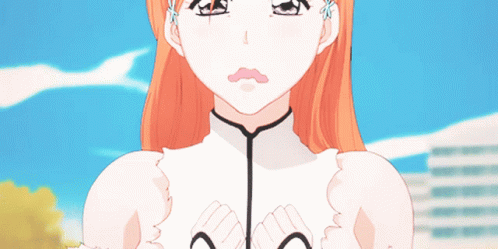 Girl With Orange Hair And White Top GIF
