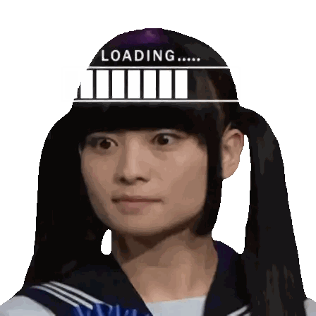 Girl with Pigtails and Loading Bar