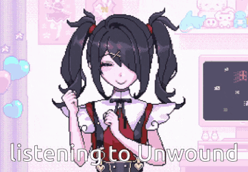 Girl with Pigtails Listening to Unwound