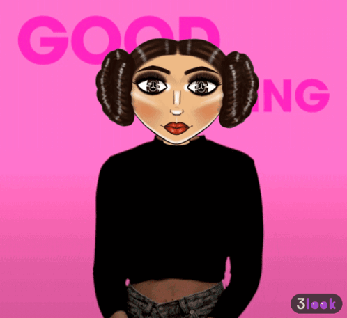 Girl with Pink Background Saying Good Morning