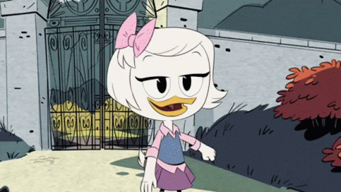 Girl With Pink Bow Standing In Front Of Gate GIF