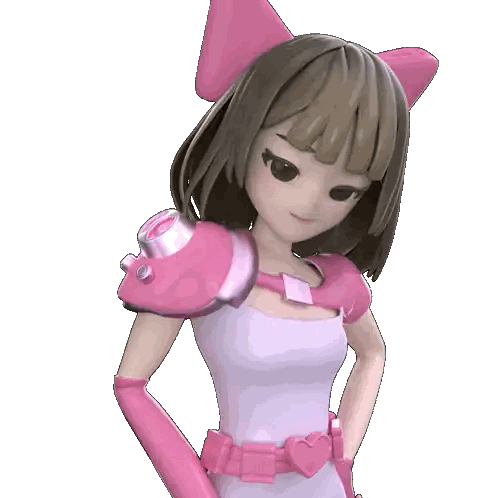 Girl with Pink Bow, White Top, Pink Gloves