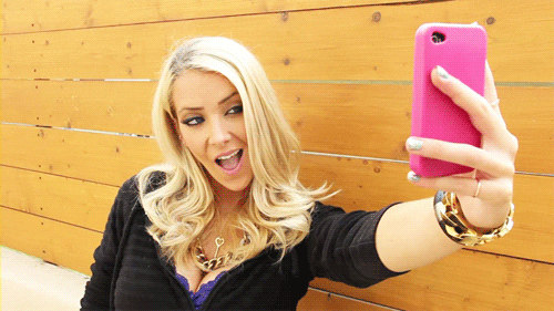 Girl With Pink Cellphone Selfie GIF