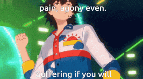 Girl With Pink Hair And Agony Text GIF