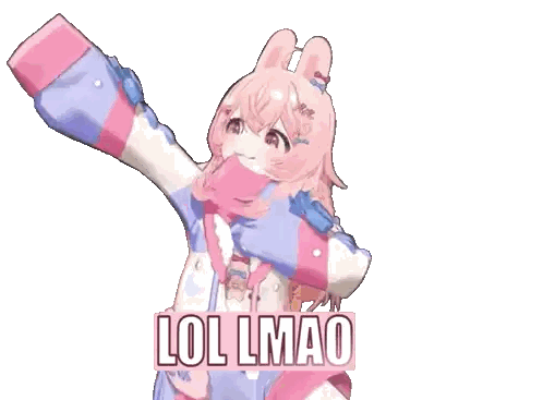 Girl with Pink Hair and Gloves Saying Lol Lmao