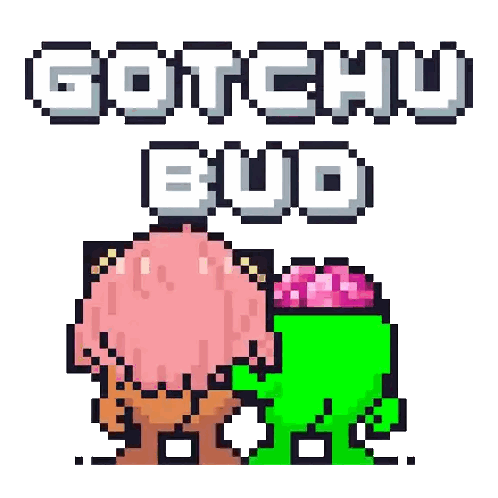 Girl With Pink Hair and Gotchu Bud Text