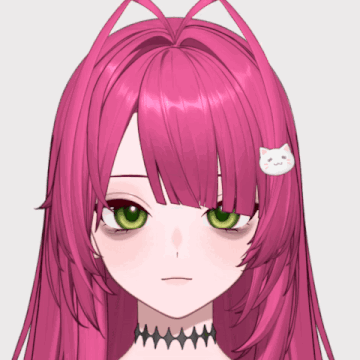 Girl With Pink Hair and Green Eyes and White Cat Clip