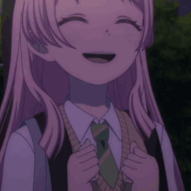 Girl With Pink Hair And Green Tie Smiling GIF