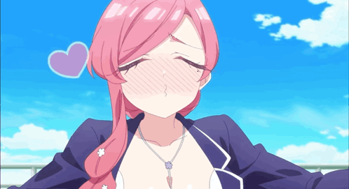 Girl with Pink Hair and Heart Above