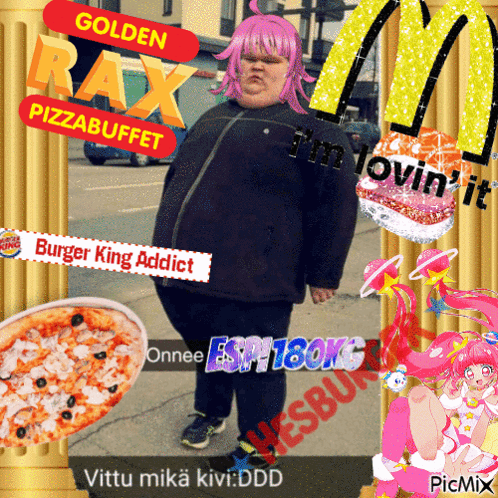 Girl With Pink Hair and McDonald's Logo