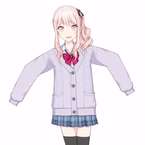 Girl With Pink Hair and Purple Cardigan
