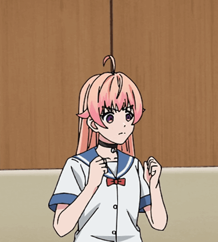 Girl With Pink Hair And Purple Eyes GIF