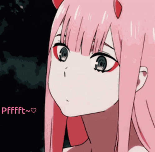 Girl With Pink Hair and Red Horns Saying Pffft