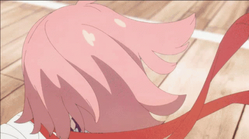 Girl With Pink Hair And Red Ribbon GIF