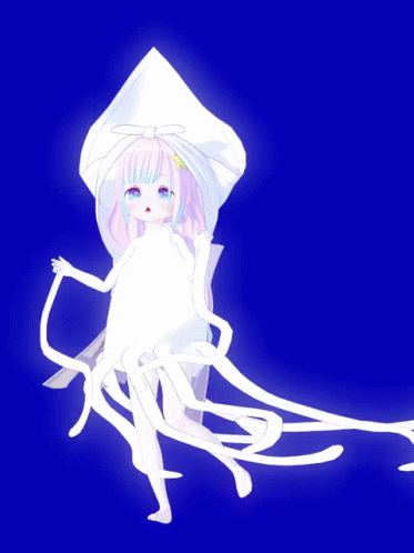 Girl with Pink Hair and Squid Head