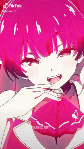 Girl with Pink Hair and White Shirt