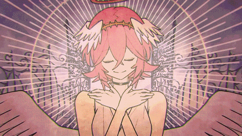 Girl With Pink Hair And White Wings GIF