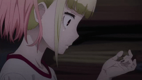 Girl With Pink Hair Close Up GIF