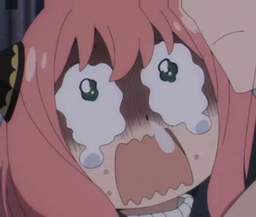 Girl With Pink Hair Crying Mouth Open