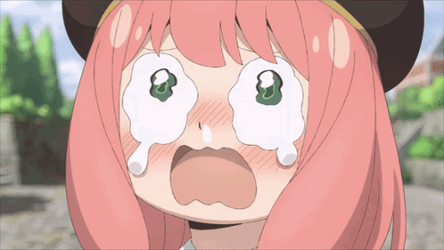 Girl with Pink Hair Crying