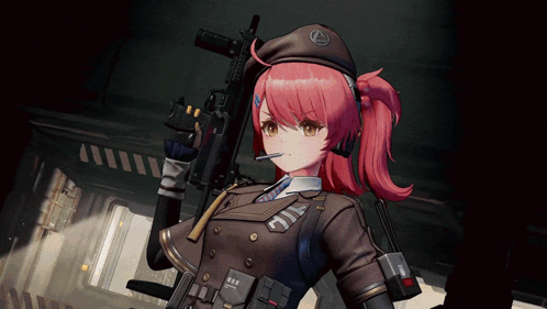 Girl With Pink Hair Holding Gun