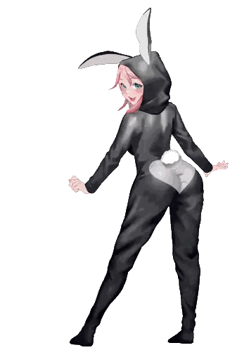 Girl with Pink Hair in Bunny Suit