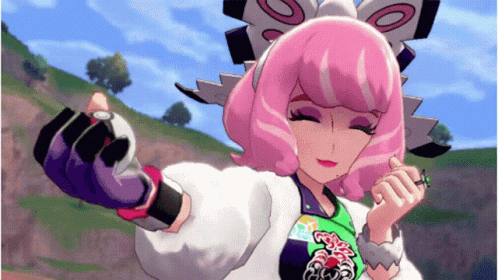 Girl With Pink Hair In Pokemon Shirt GIF