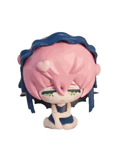 Girl with Pink Hair Kneeling Eyes Closed