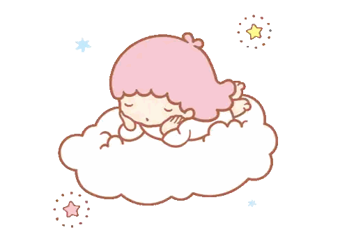 Girl with Pink Hair Lying on Cloud