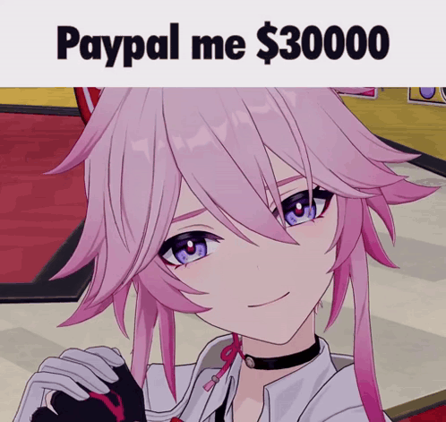 Girl With Pink Hair Saying Paypal Me $30000 GIF