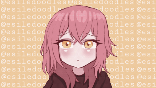 Girl With Pink Hair Surrounded By Text @esiledoodles