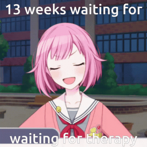 Girl With Pink Hair Waiting For Therapy 13 Weeks GIF