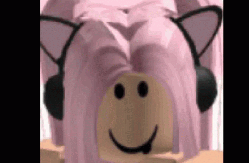 Girl With Pink Hair Wearing Headphones And Smiley Face GIF