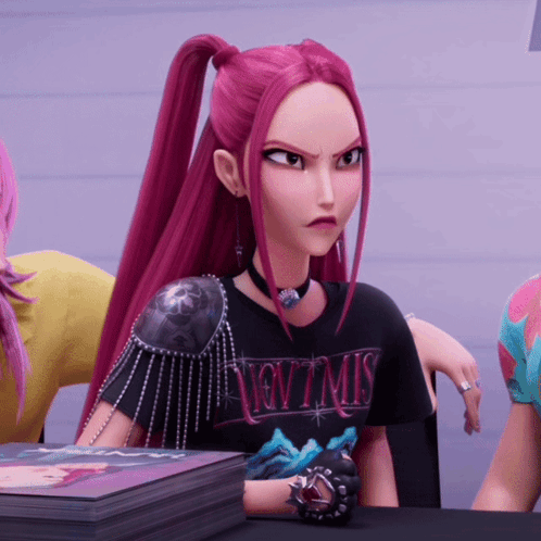 Girl With Pink Hair Wearing Nirvana Shirt GIF