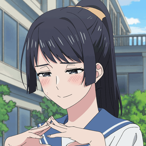 Girl With Ponytail Making Peace Sign GIF